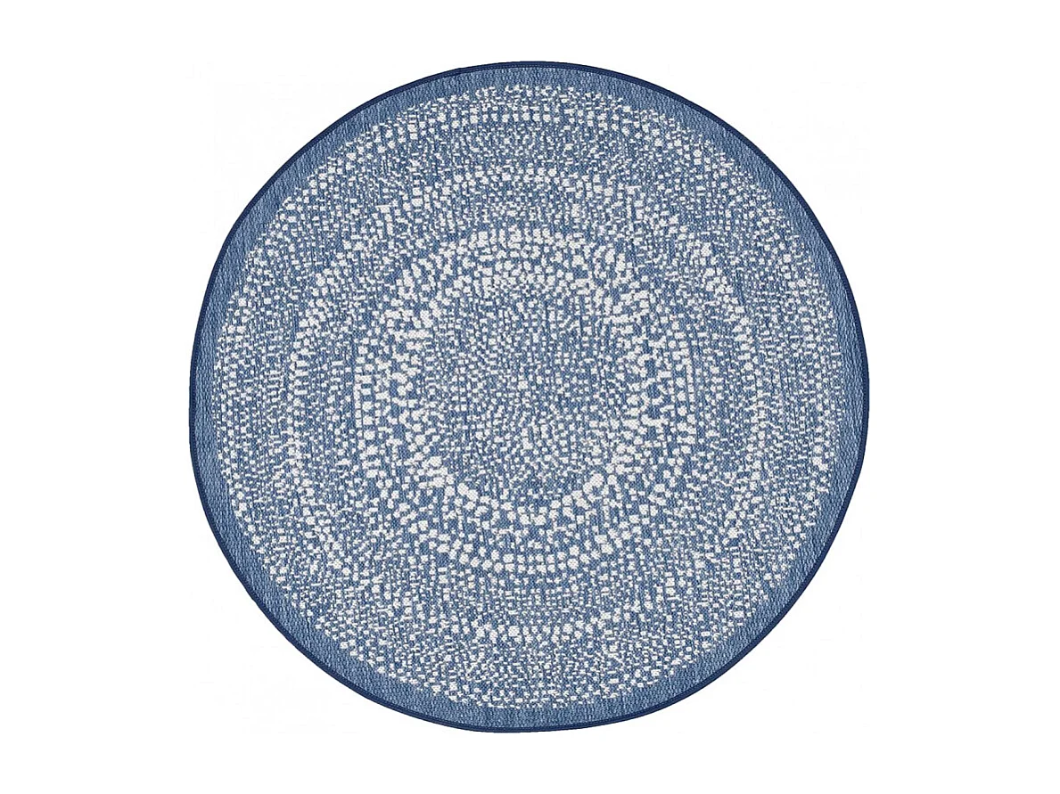 Tapis rond bleu hypoallergénique et résistant D120 cm - MEGARA 4482