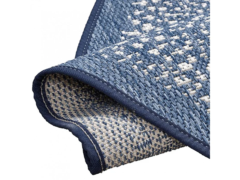 Tapis rond bleu hypoallergénique et résistant D120 cm - MEGARA 4482