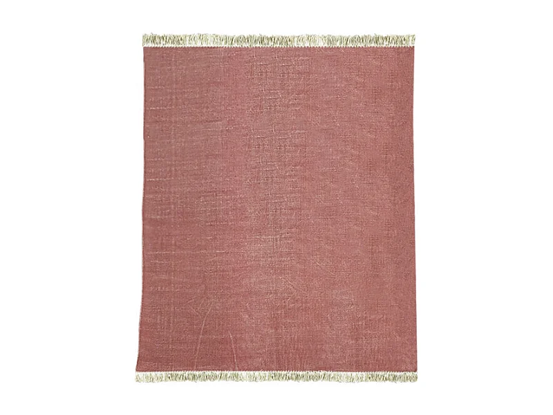 Tapis 150x200 cm tissé en coton rouge à franges - CLIFFORD 2987