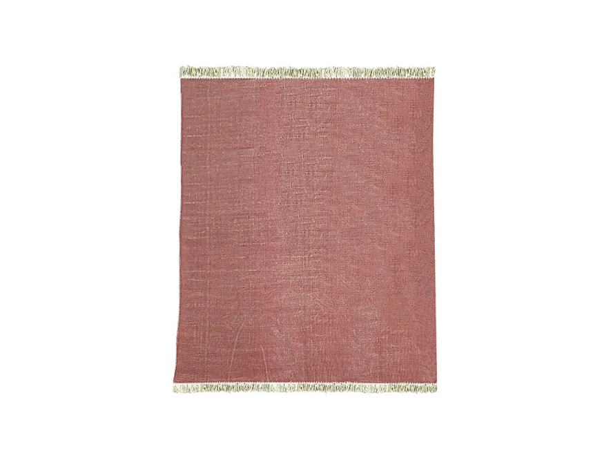 Tapis 150x200 cm tissé en coton rouge à franges - CLIFFORD 2987