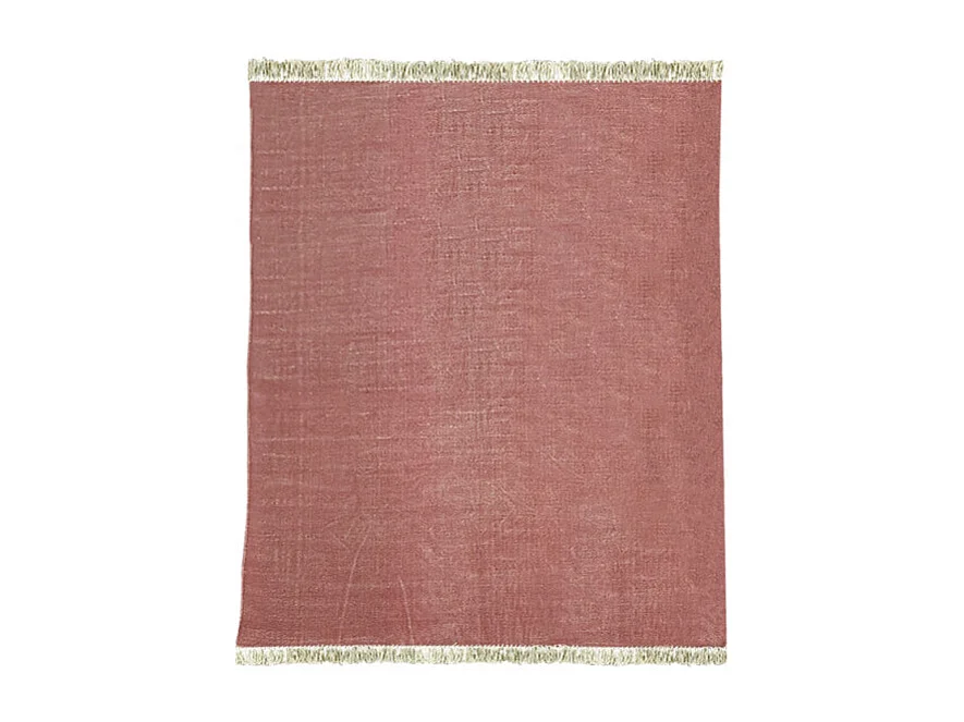 Tapis 150x200 cm tissé en coton rouge à franges - CLIFFORD 2987