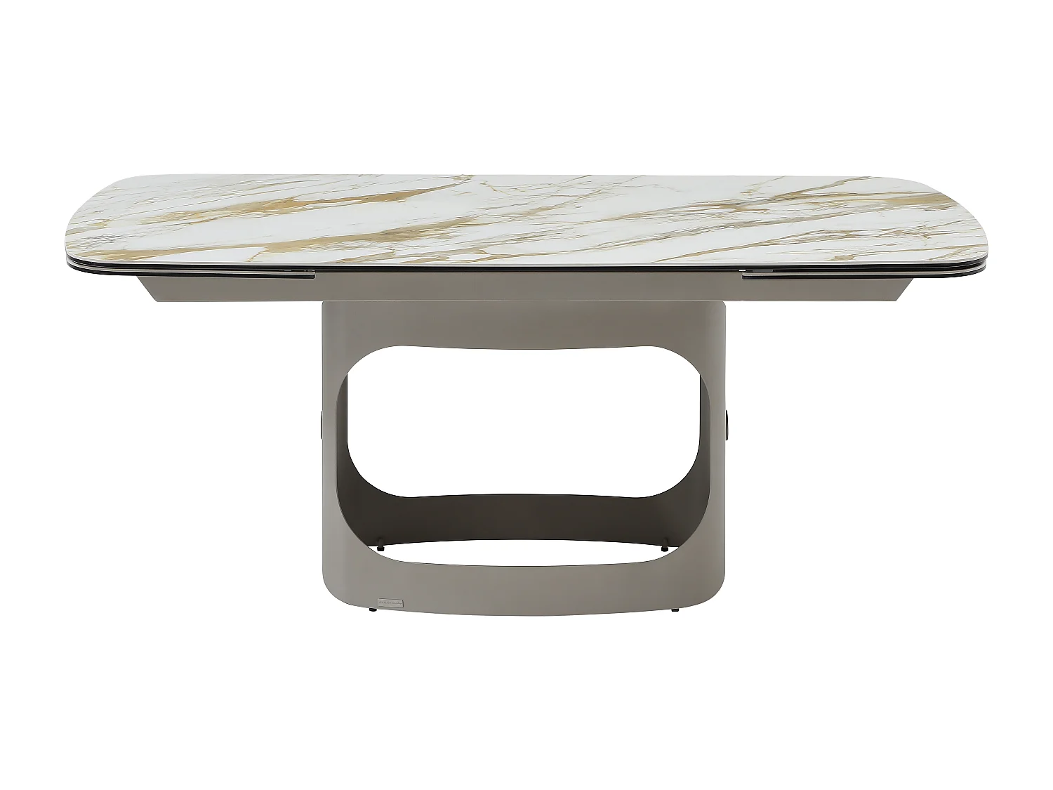 Tavolo da pranzo allungabile da 6 a 10 persone in ceramica, vetro temperato e metallo talpa - Effetto marmo bianco - DAVULO di Maison Céphy