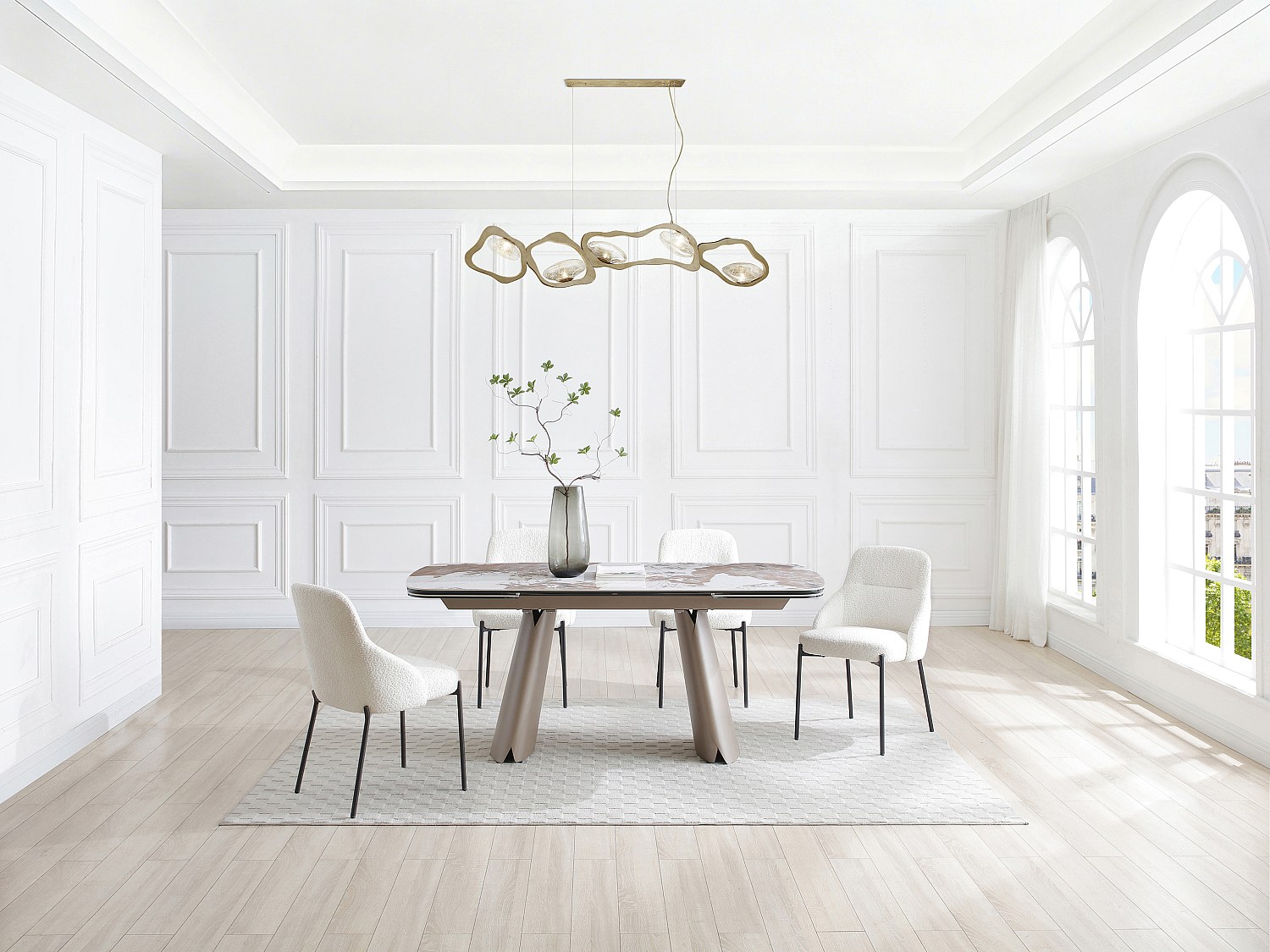 Esstisch ausziehbar 6-10 Personen - Keramik, Sicherheitsglas & Metall Bronz günstig online kaufen