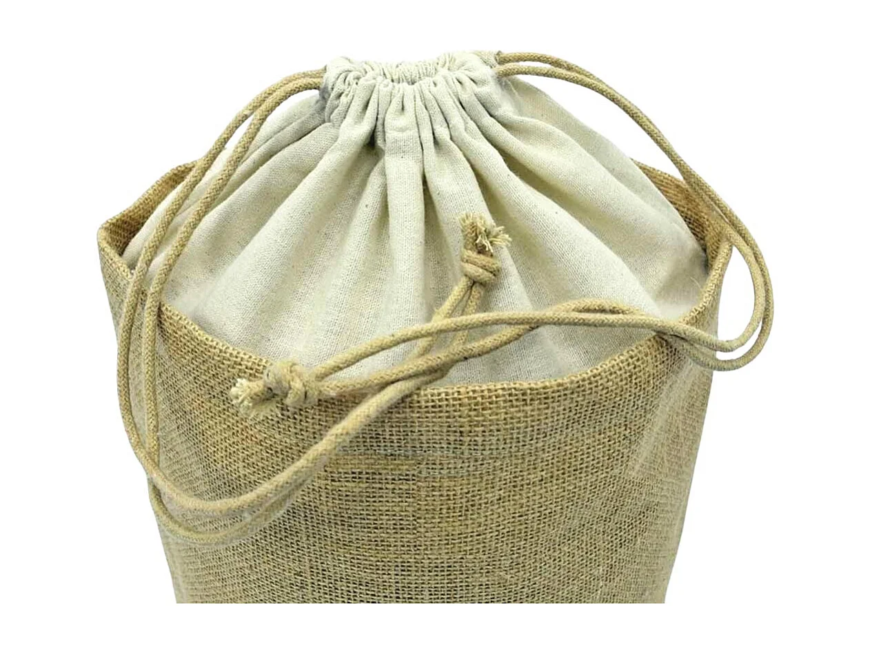 Lot de 10 sacs ronds en jute avec fermeture à cordon h 26 cm x 25 cm résistant