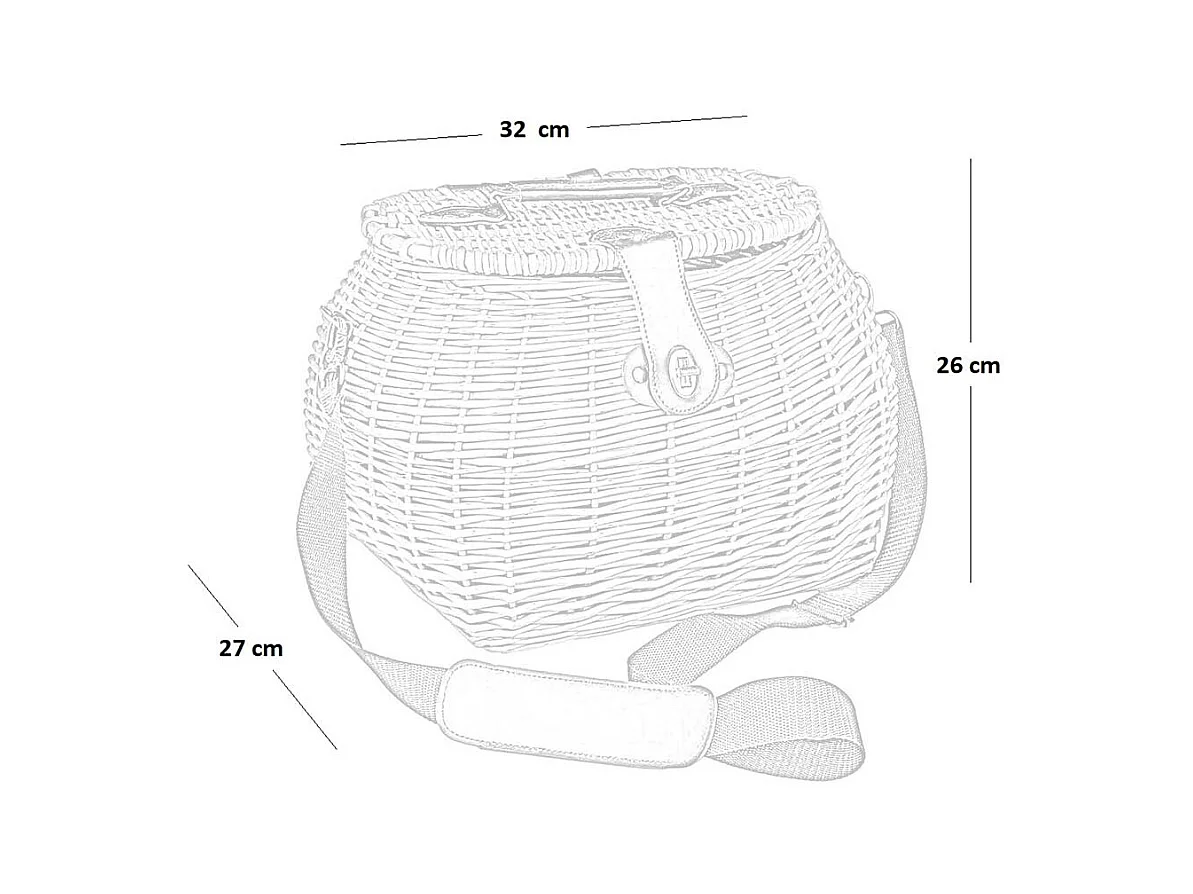 Panier à champignons en osier avec bandoulière cm 32 x 27 x h 26 lux