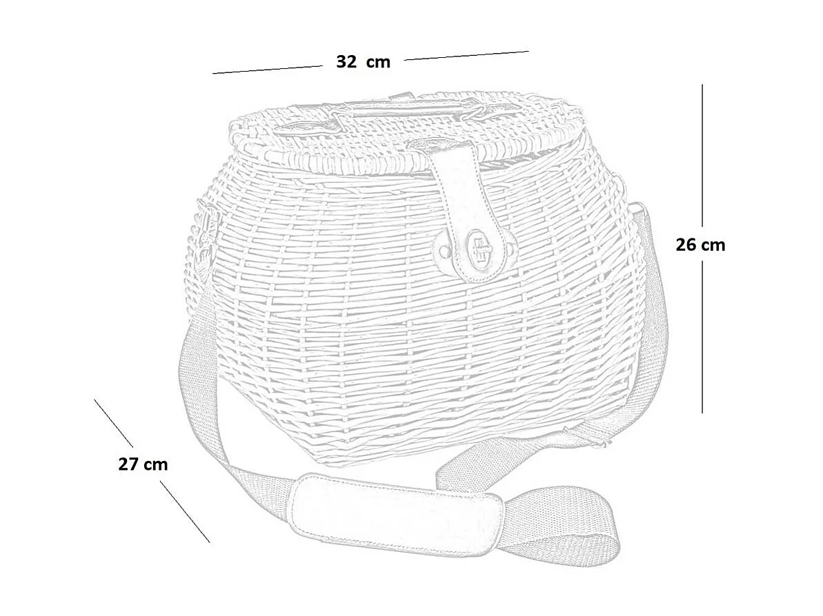 Panier à champignons en osier avec bandoulière cm 32 x 27 x h 26 lux