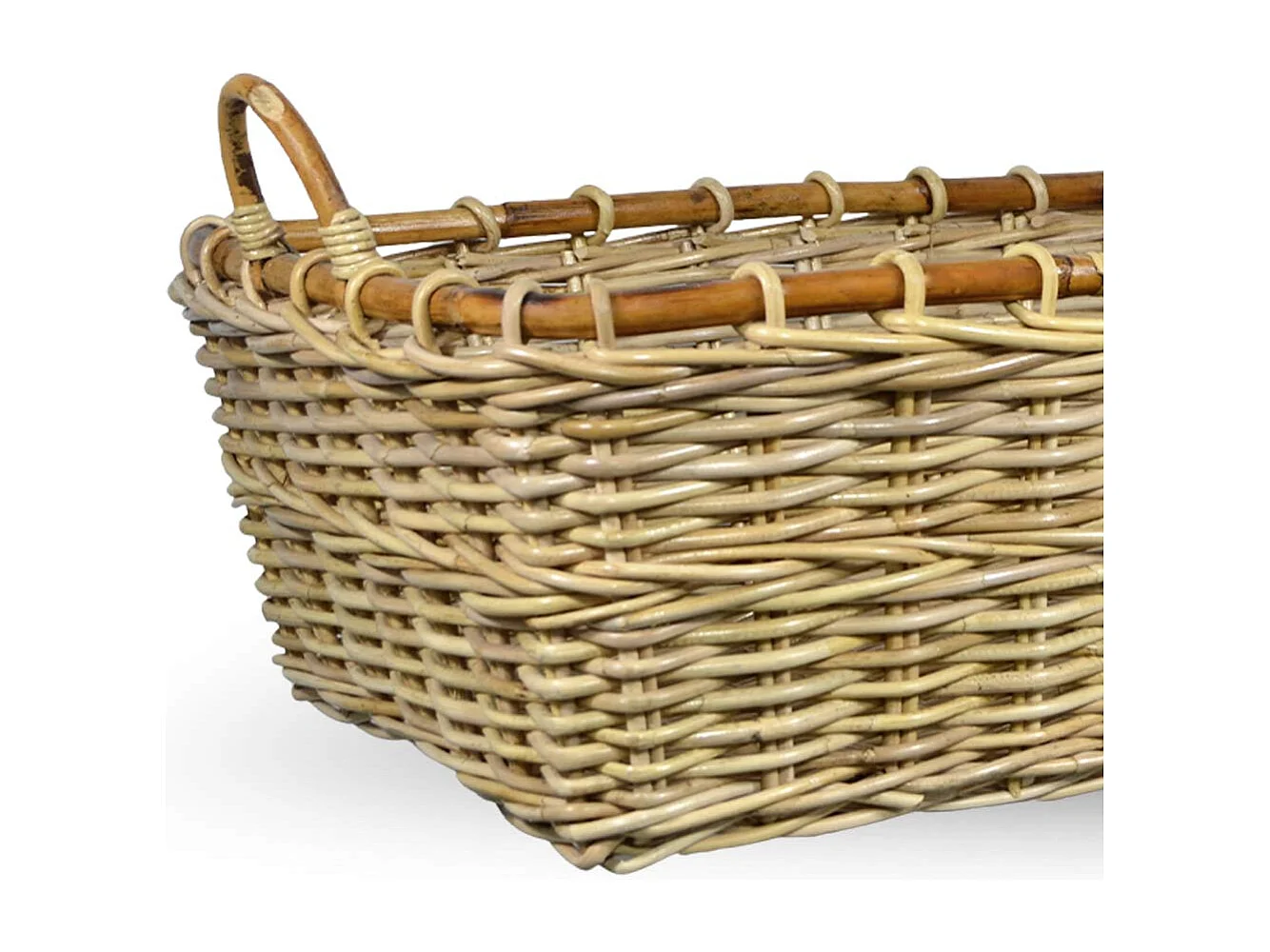 Panier rectangulaire en bois de jonc avec poignées cm 70 x 59 x h 27