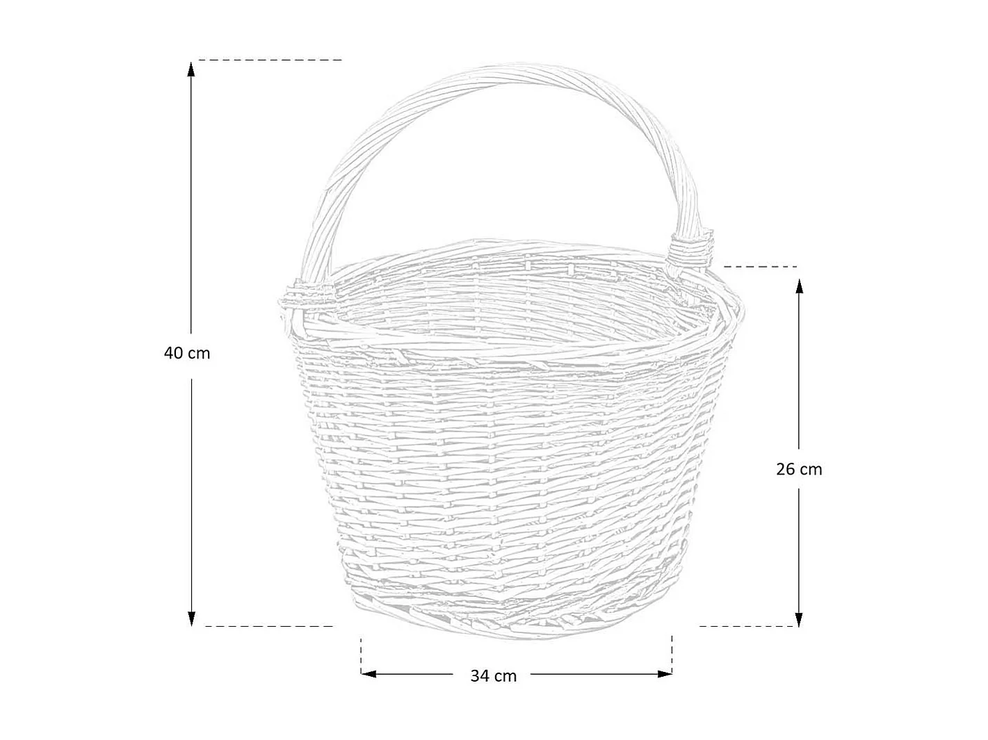 Panier rond en osier Flavia avec anse cm 34 x h 26