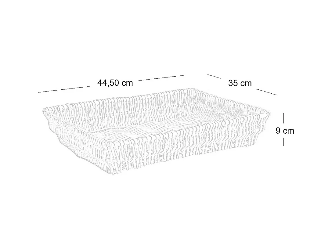 Cesta de pan rectangular de mimbre expositor cm 44,5 x 35 h cm 9
