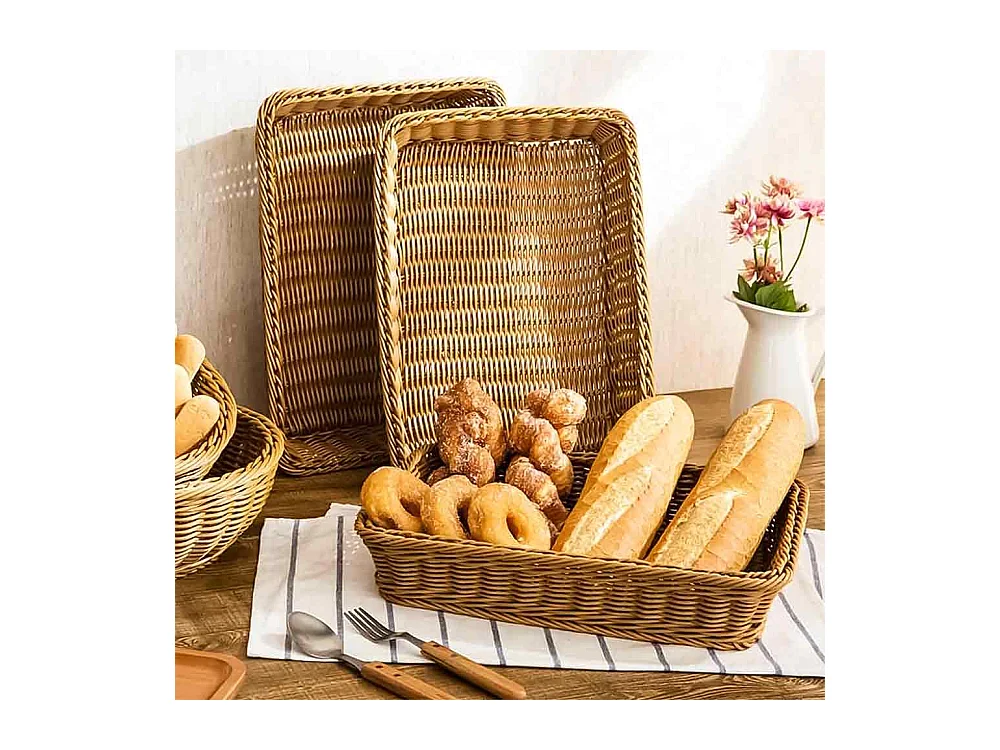 Cesta de pan rectangular de mimbre expositor cm 44,5 x 35 h cm 9