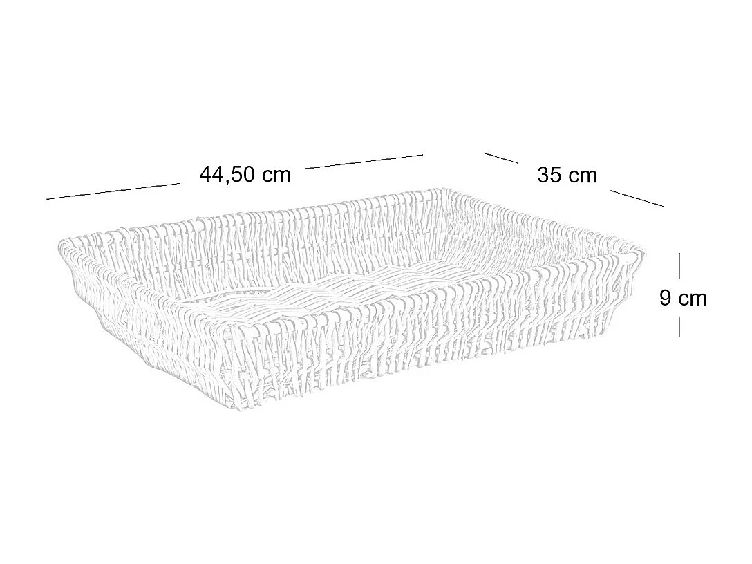 Cesta de pan rectangular de mimbre expositor cm 44,5 x 35 h cm 9