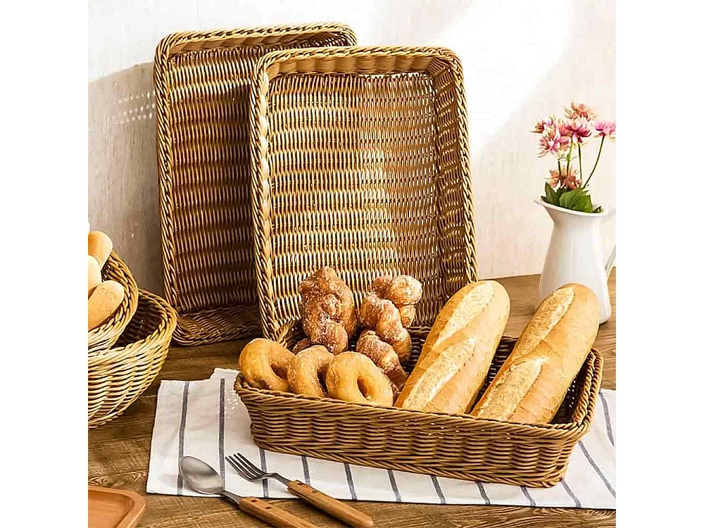 Cesta de pan rectangular de mimbre expositor cm 44,5 x 35 h cm 9