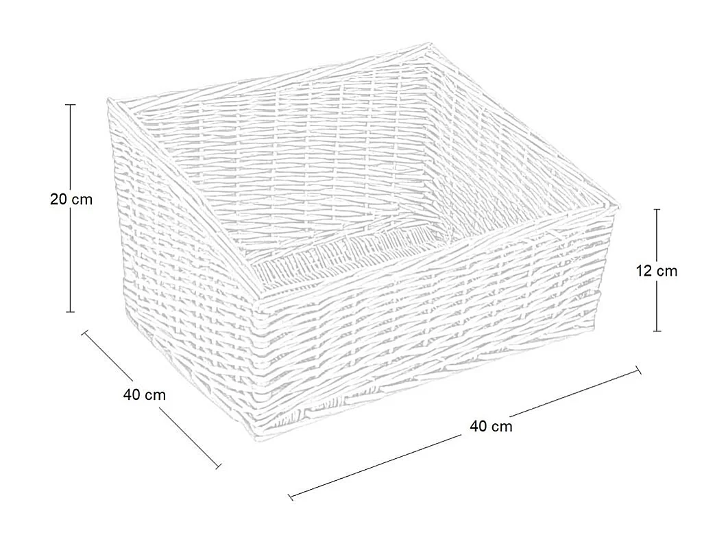Corbeille à pain carrée en osier 40 x 40 cm h 20