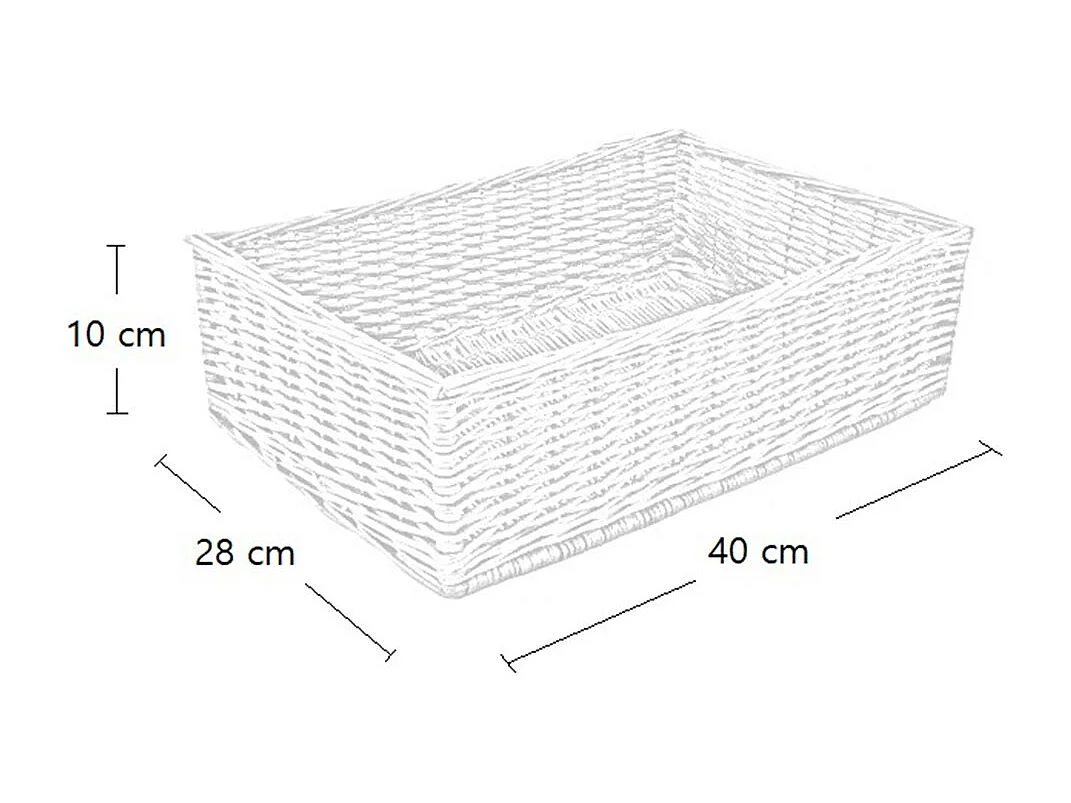 Cesta de pan rectangular de mimbre expositor 40 x 28 cm h 10 cm