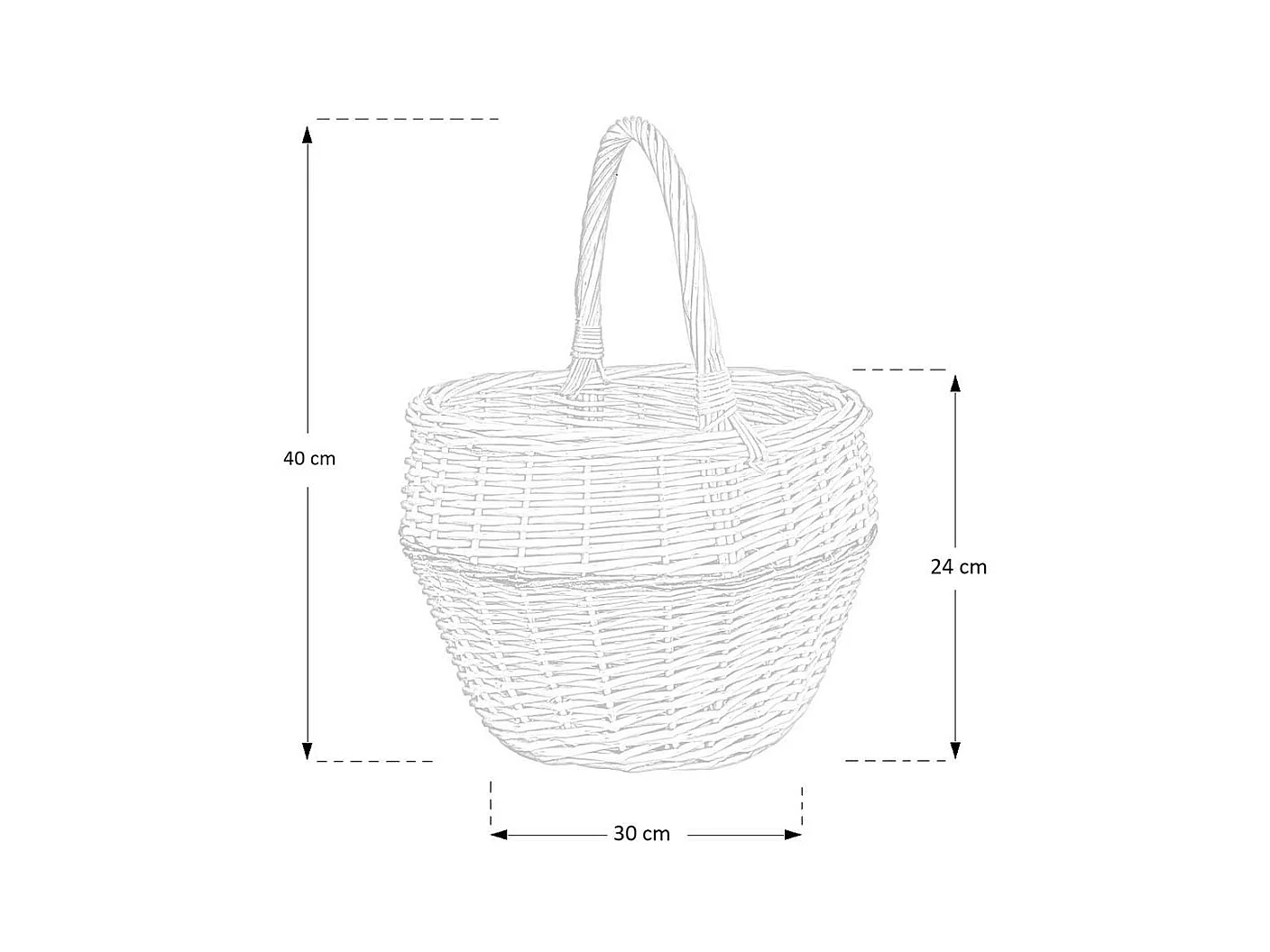 Panier rond en osier Giulia avec anse cm 30 x h 24