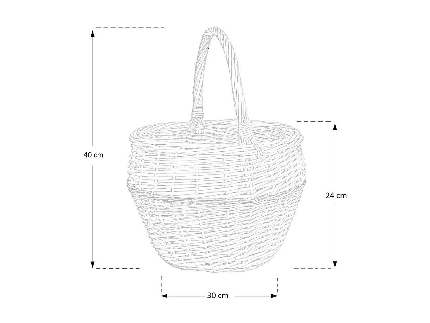 Cesta redonda de mimbre Giulia con asa cm 30 x h 24
