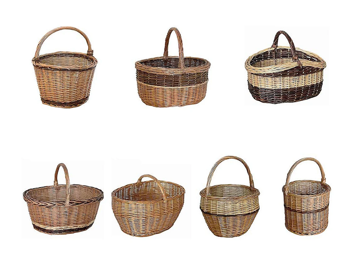 Cesta redonda de mimbre Giulia con asa cm 30 x h 24