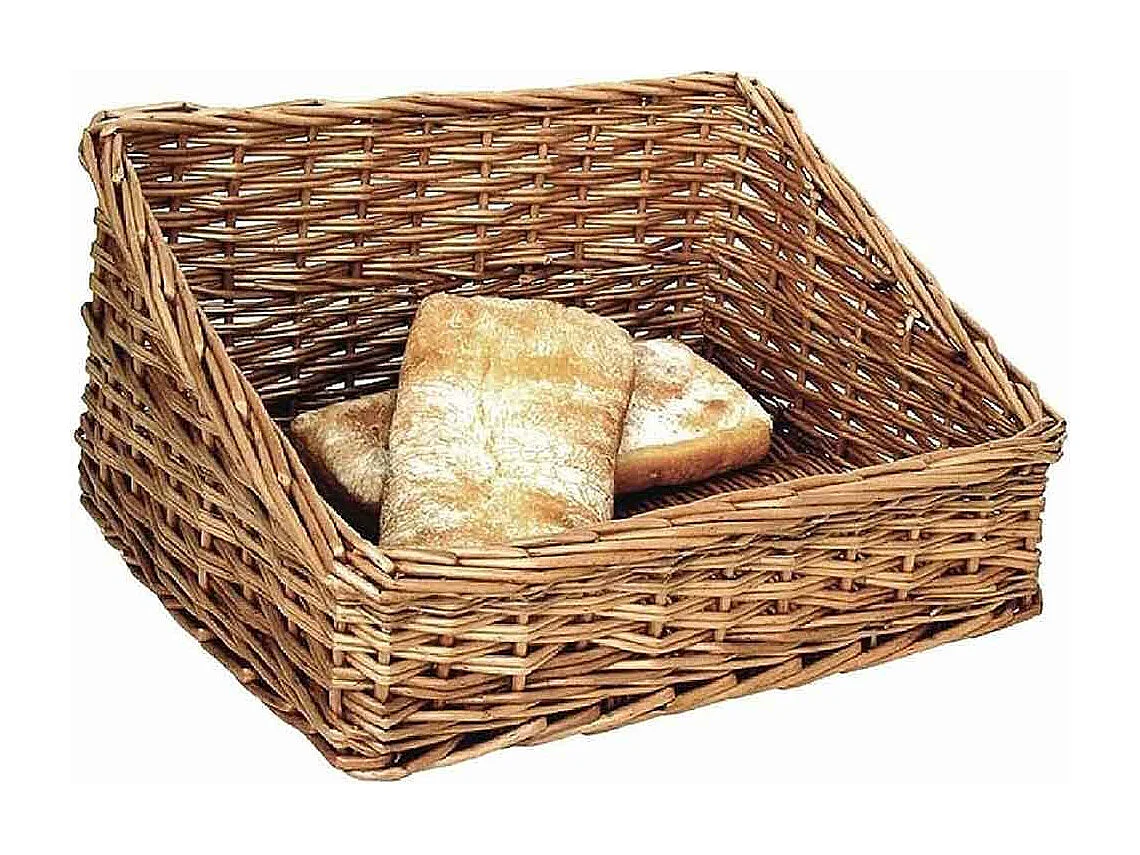 Cesta de pan rectangular de mimbre, 43,5 x 32 cm, h 20 cm.