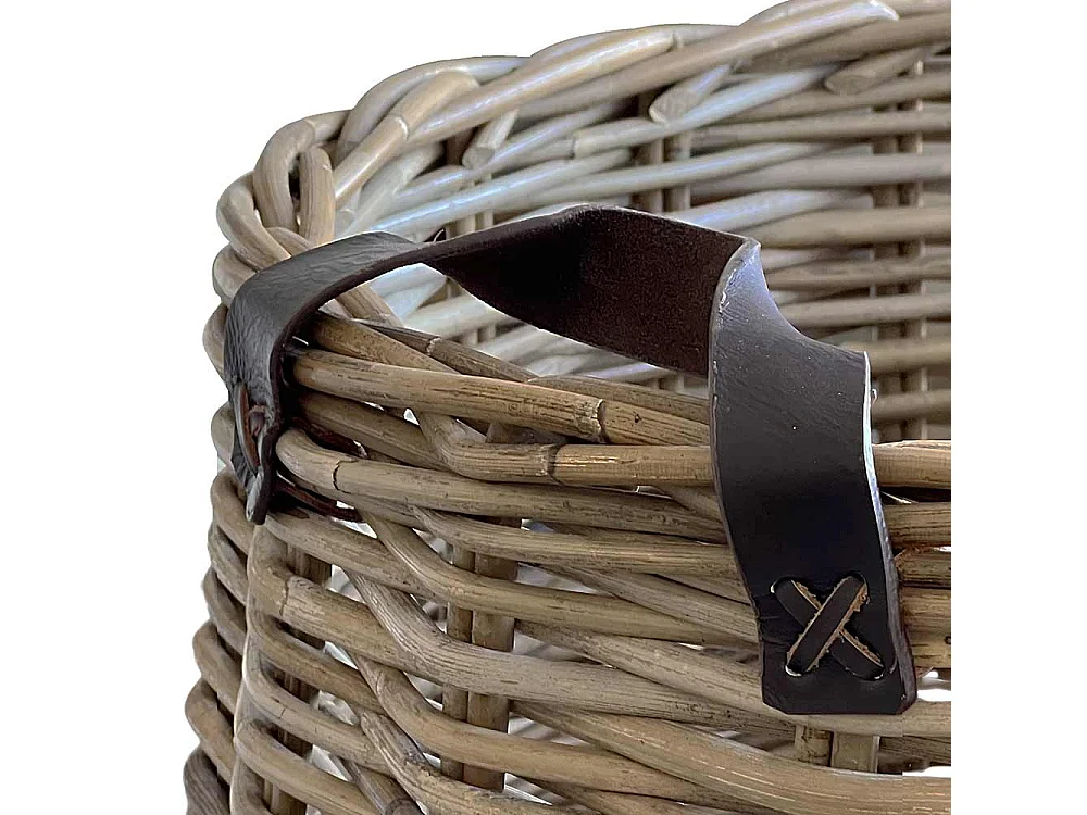 Panier en rotin véritable avec anses 40 x 30 cm