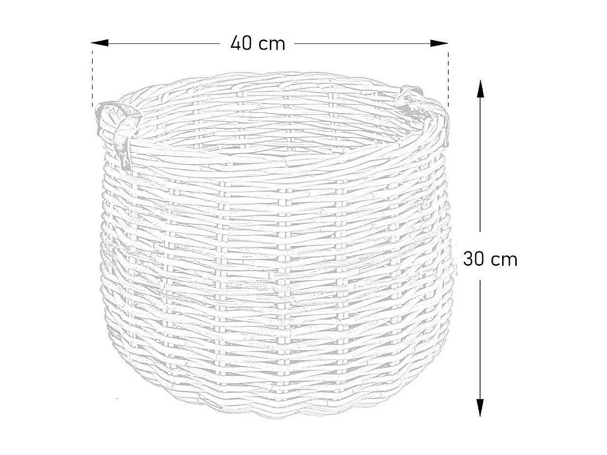 Panier en rotin véritable avec anses 40 x 30 cm