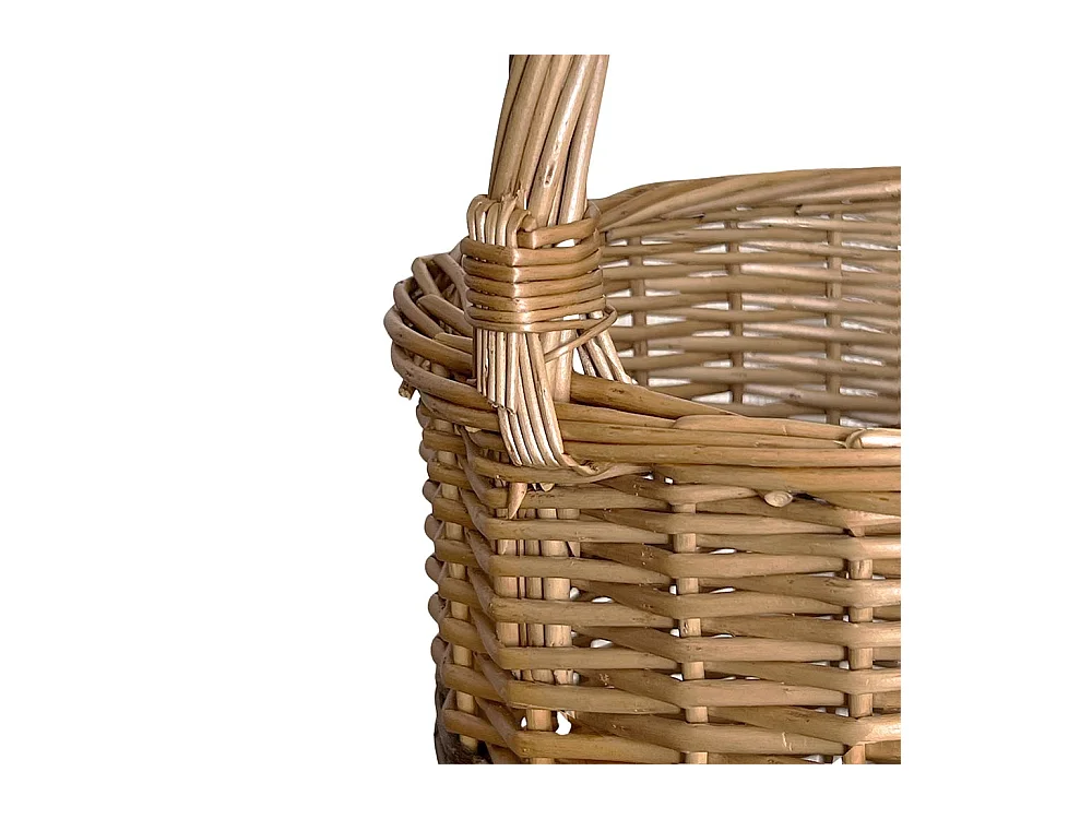 Panier rond modèle Sara en osier avec anse, diamètre 27 cm, hauteur 26 cm