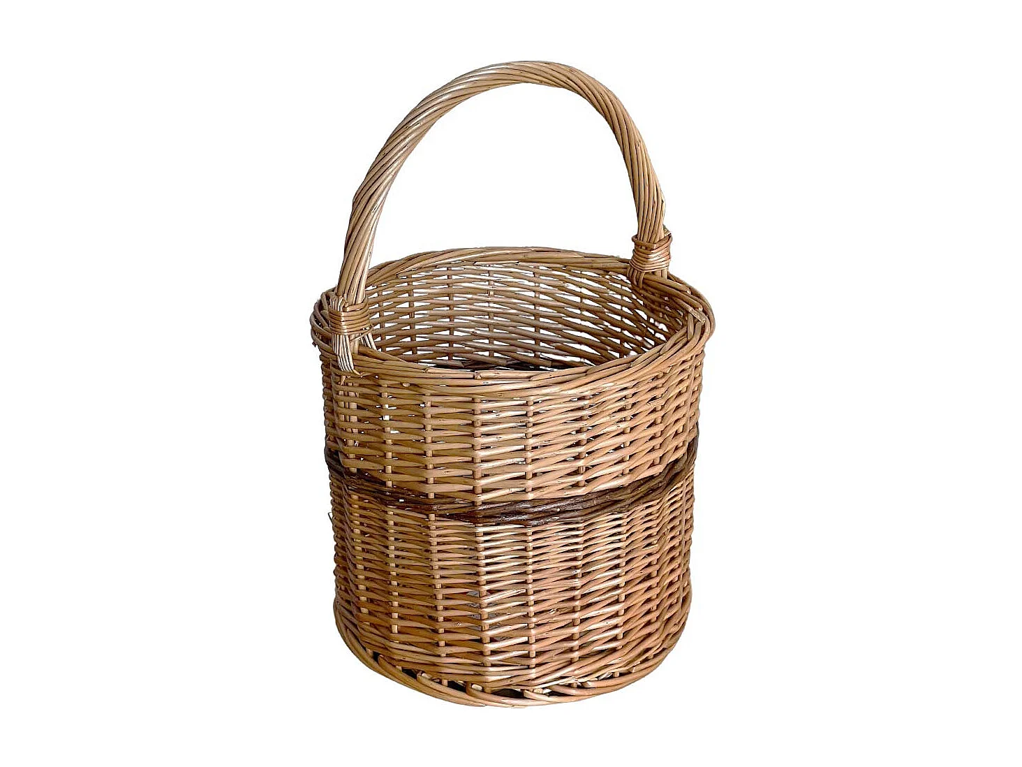Panier rond modèle Sara en osier avec anse, diamètre 27 cm, hauteur 26 cm