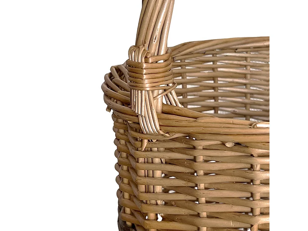 Panier rond modèle Sara en osier avec anse, diamètre 27 cm, hauteur 26 cm