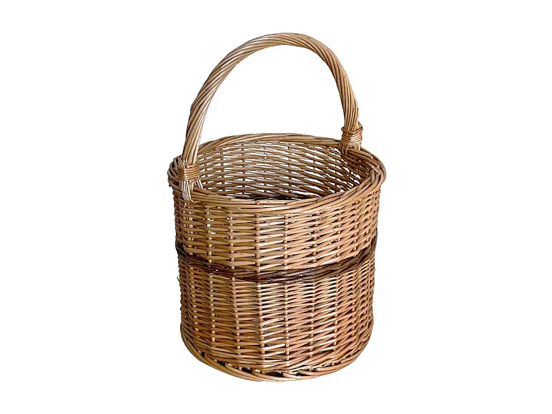 Panier rond modèle Sara en osier avec anse, diamètre 27 cm, hauteur 26 cm