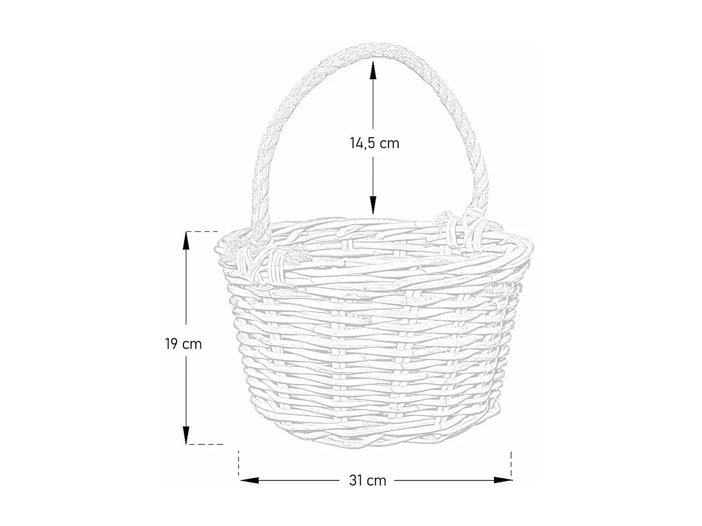 Kabu rotan mand met touw handvat 31 x 19 cm