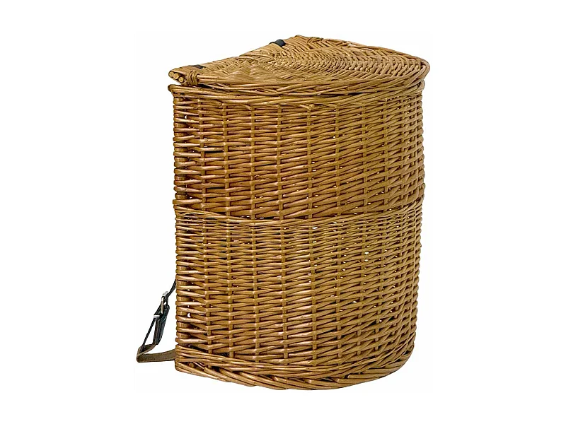 Panier en osier avec couvercle et bandoulière – 41 cm x 30 cm x h 42 cm