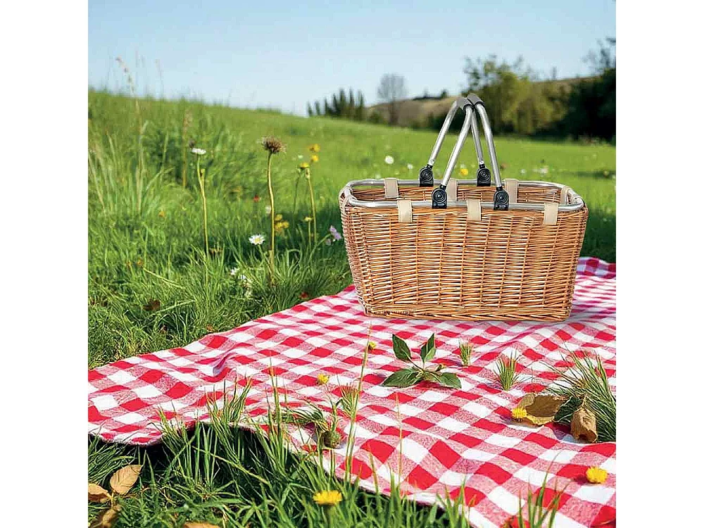 Panier panier panier à provisions en osier avec poignées en métal CM47.5X28.5X25