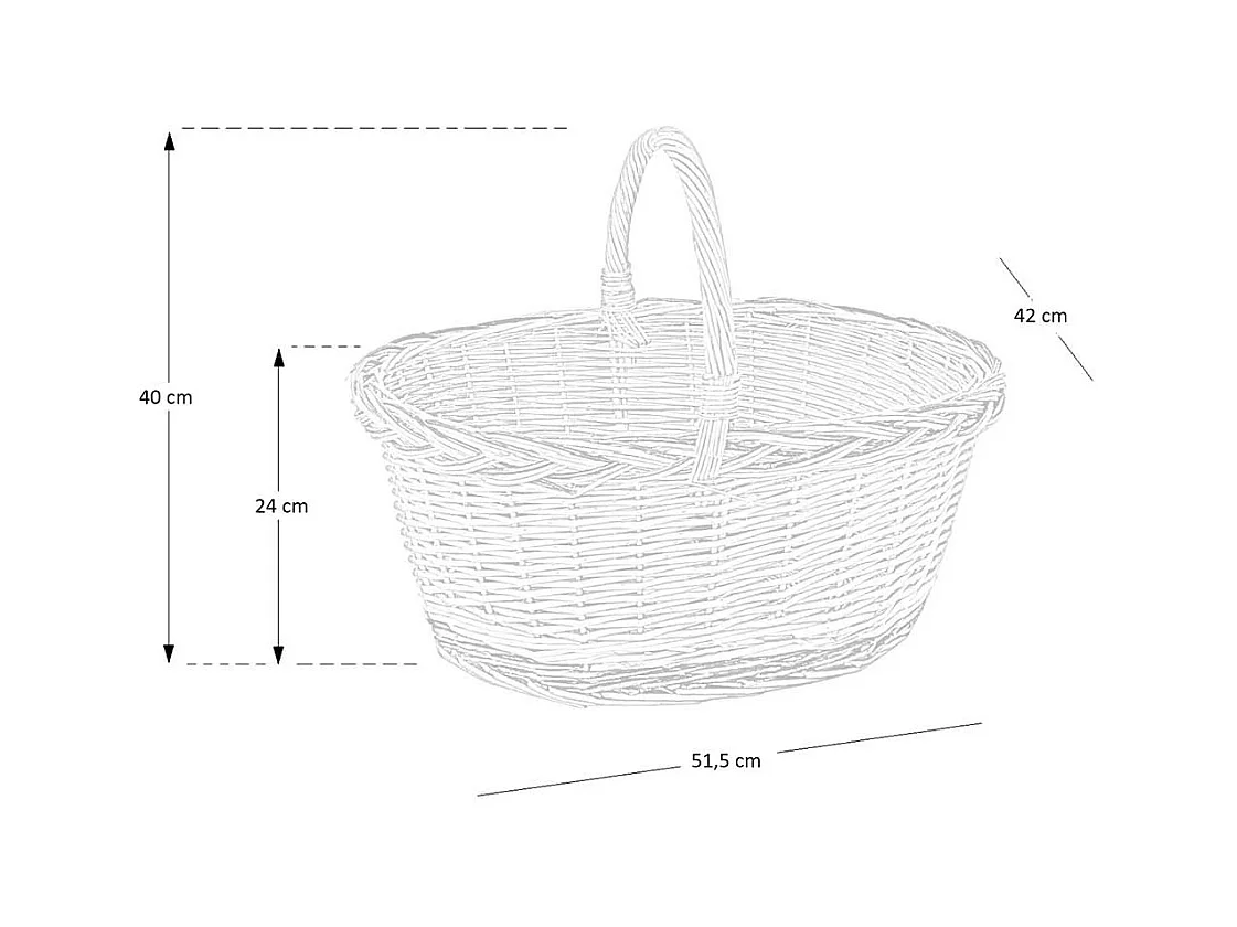 Panier en osier Matilde ovale bicolore avec anse cm 51,5 x cm 42 h 24