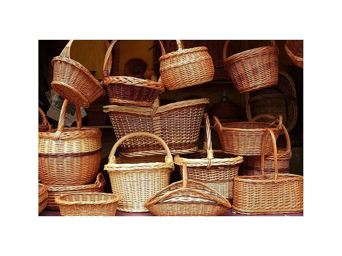 Panier en osier Matilde ovale bicolore avec anse cm 51,5 x cm 42 h 24