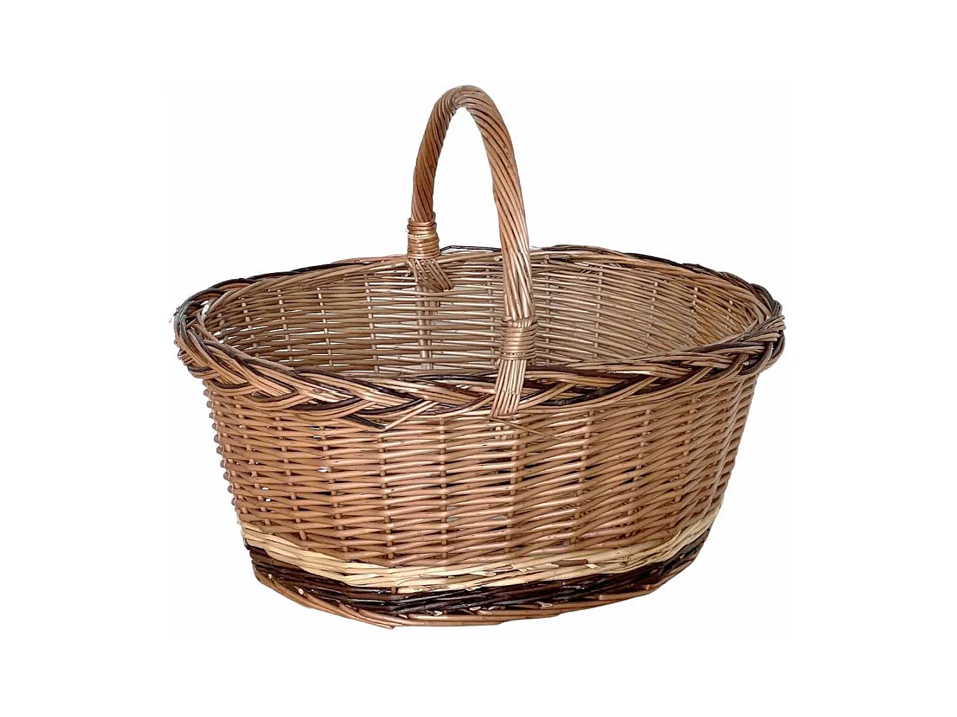 Cesta de mimbre Matilde ovalada bicolor con asa cm 51,5 x cm 42 h 24
