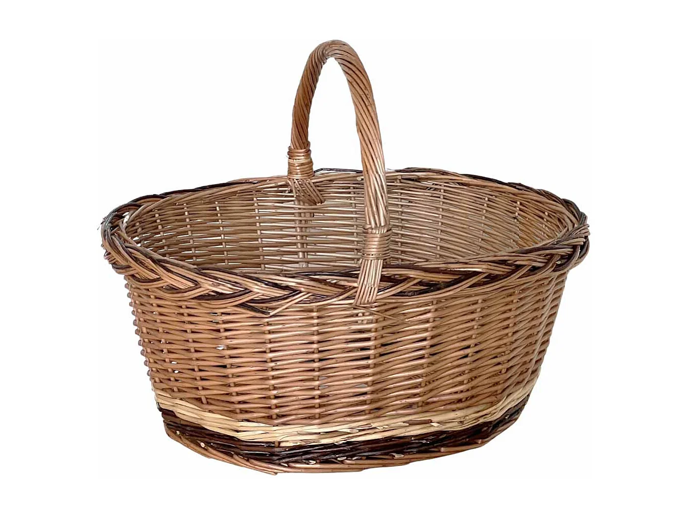 Panier en osier Matilde ovale bicolore avec anse cm 51,5 x cm 42 h 24