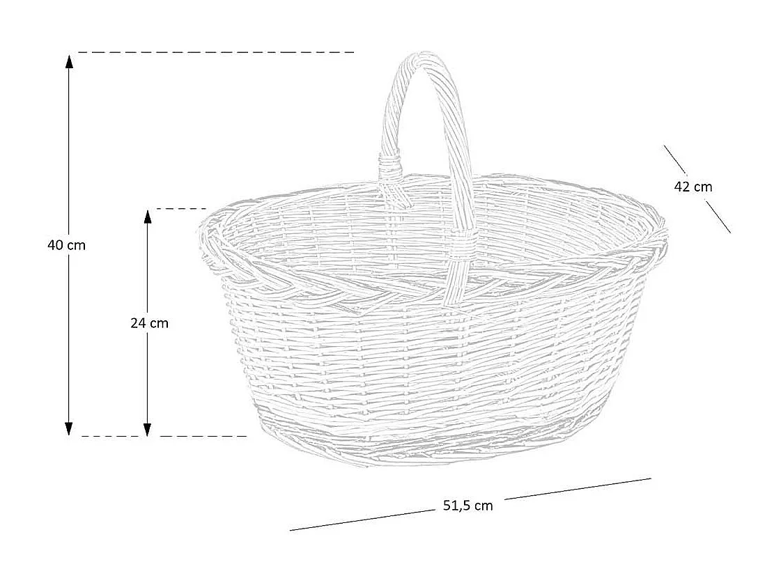Panier en osier Matilde ovale bicolore avec anse cm 51,5 x cm 42 h 24