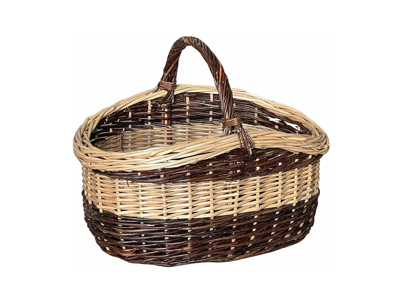 Cesta de mimbre Sofia ovalada bicolor con asa cm 44 x cm 35 h 24