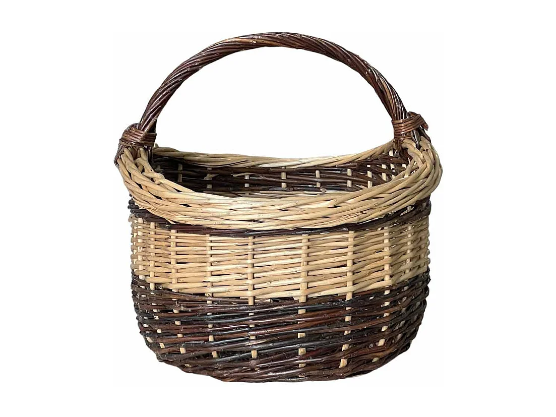 Panier en osier Sofia ovale bicolore avec poignée cm 44 x cm 35 h 24