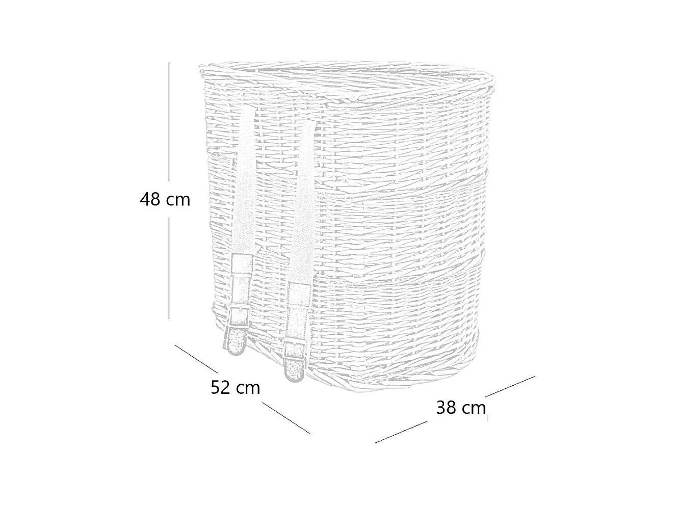 Panier en osier collection gerla grand avec bandoulières 52 cm x 38 cm h 48