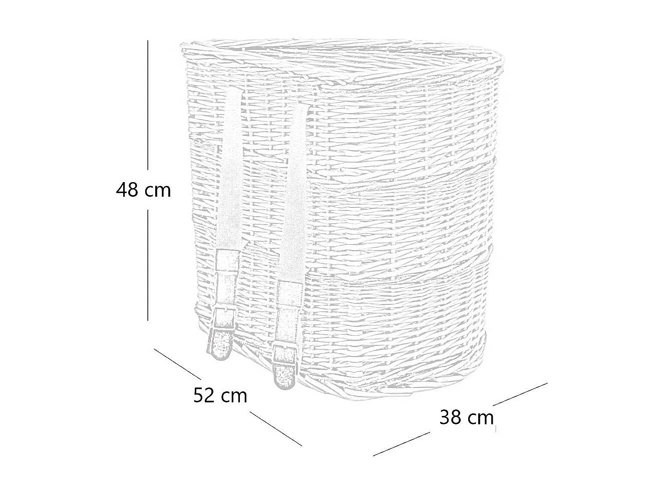 Panier en osier collection gerla grand avec bandoulières 52 cm x 38 cm h 48