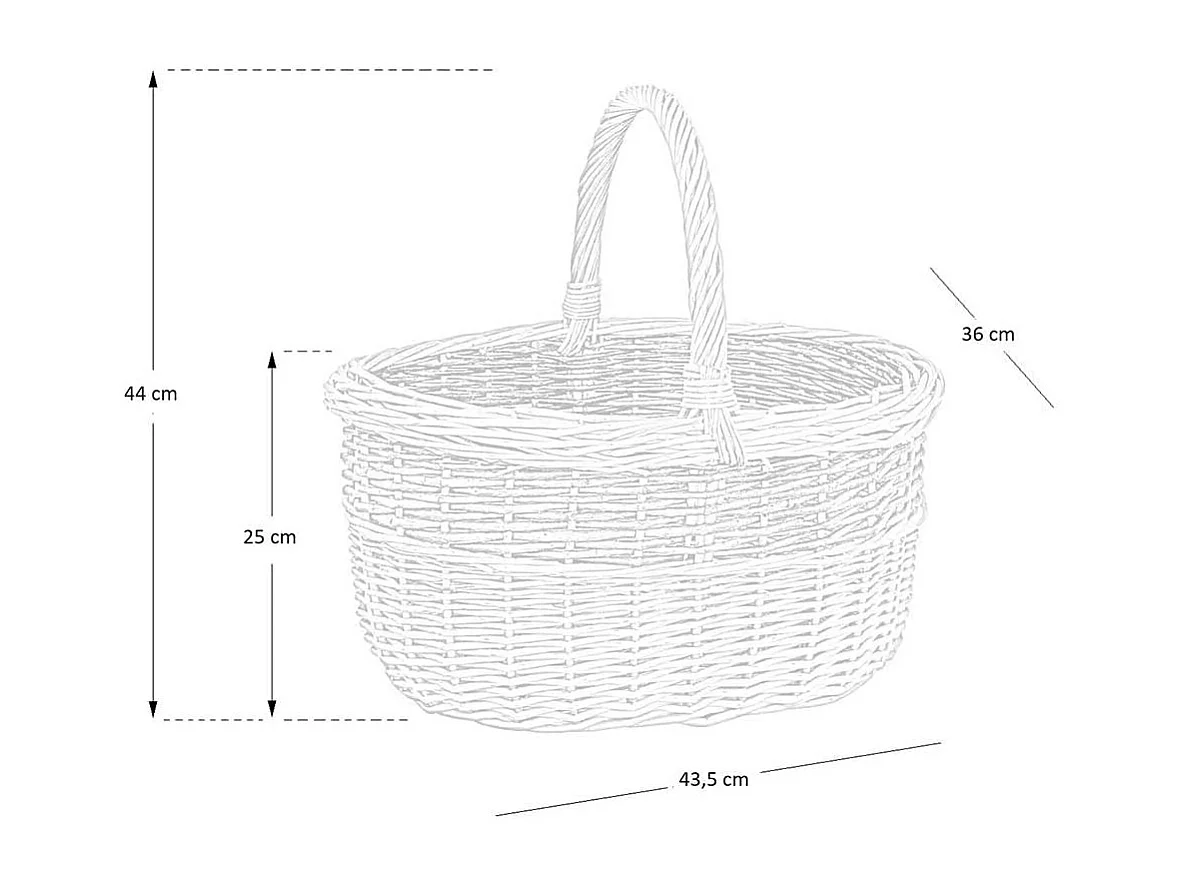 Sara ovale tweekleurige rieten mand met handvat 43,5 x 36 h 25