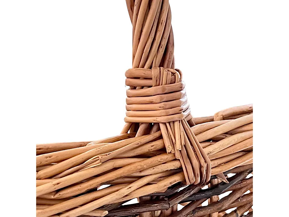 Sara ovale tweekleurige rieten mand met handvat 43,5 x 36 h 25