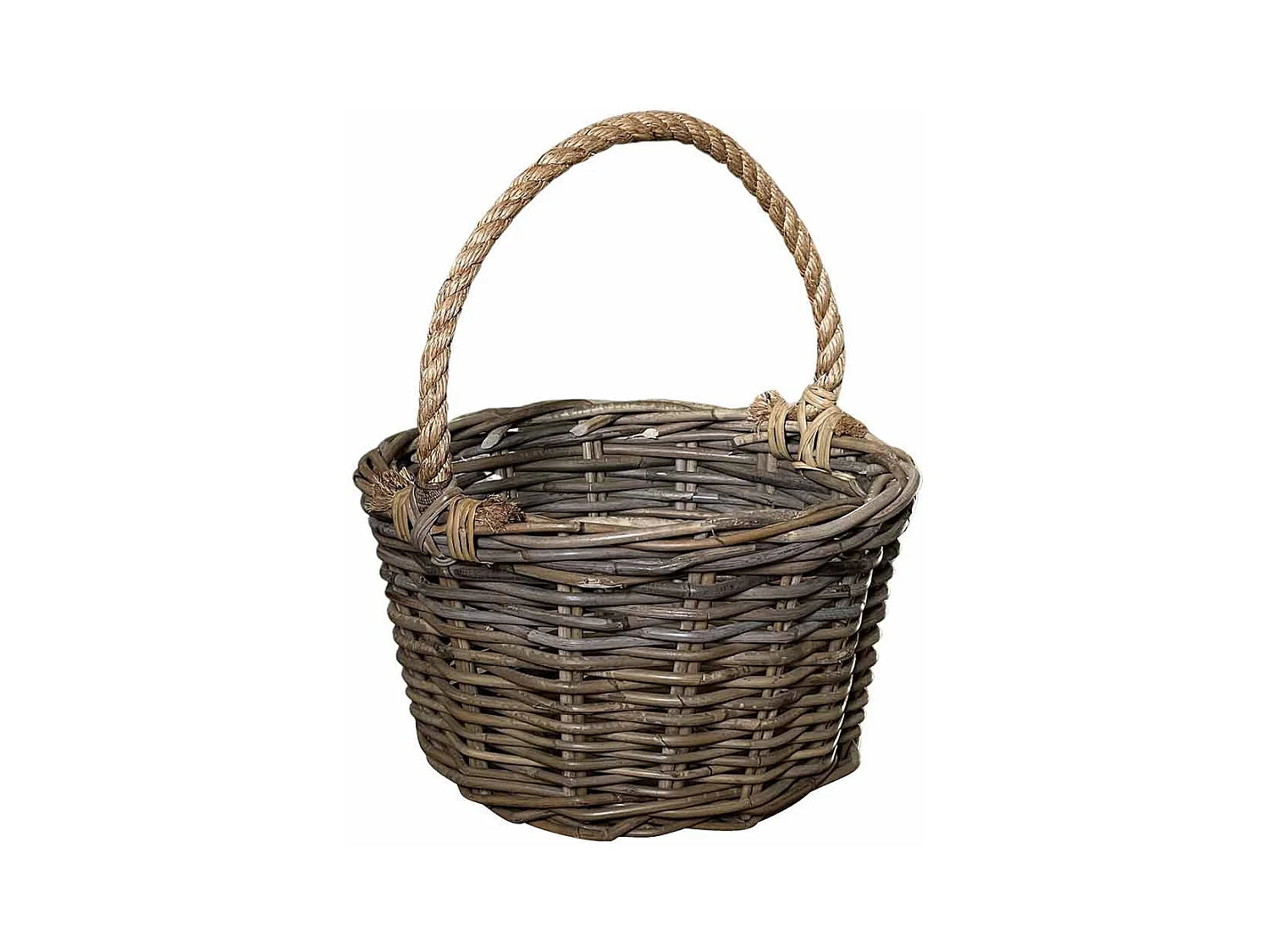 Panier en rotin Kabu avec anse en corde 38 x 22,5 cm