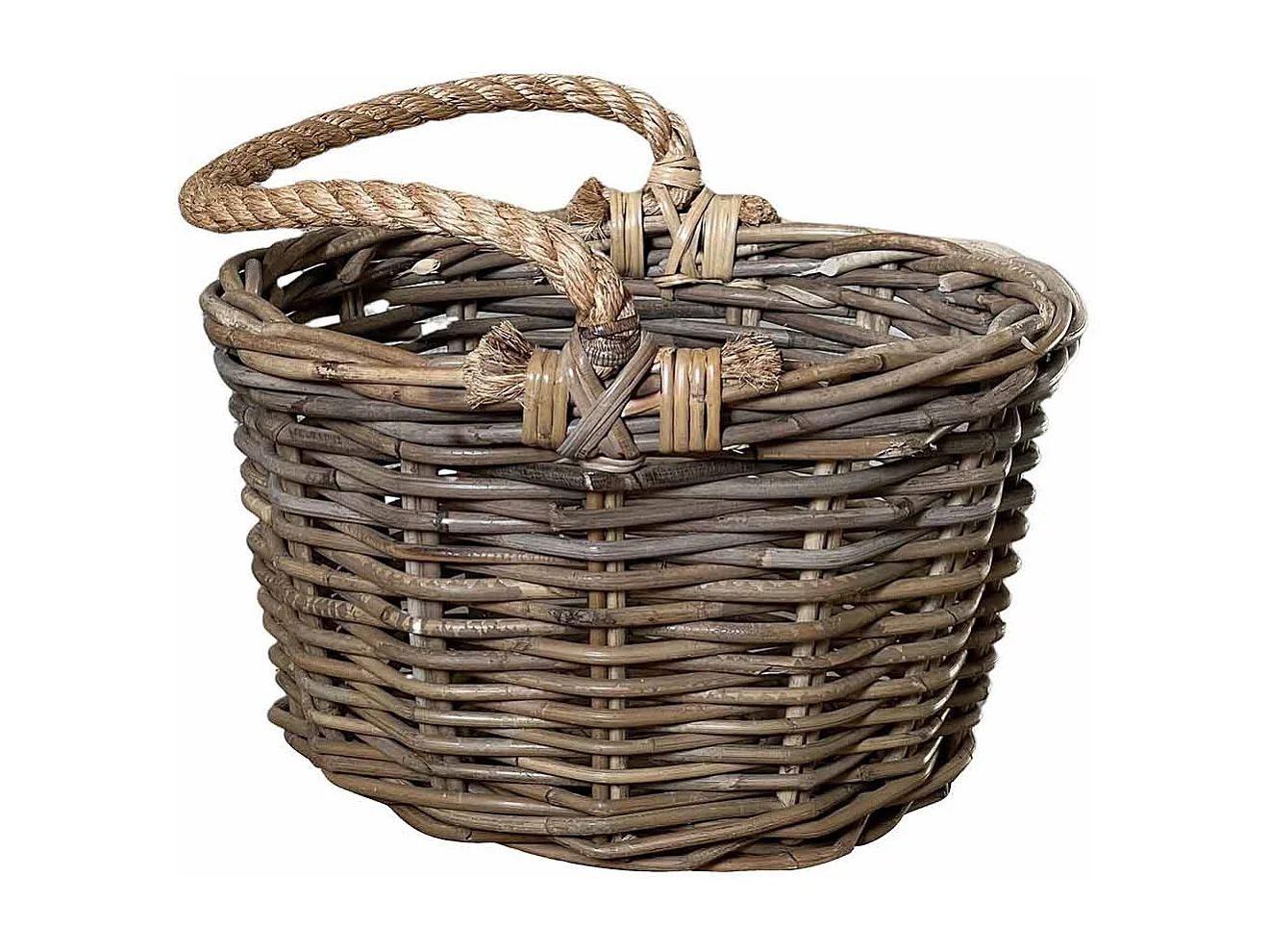 Panier en rotin Kabu avec anse en corde 38 x 22,5 cm
