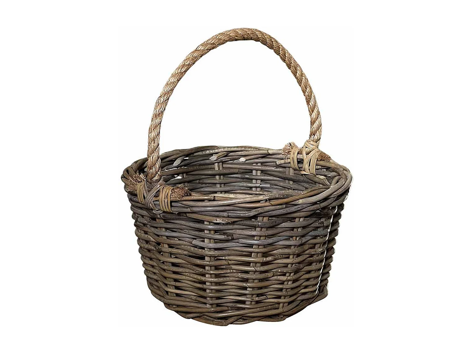Panier en rotin Kabu avec anse en corde 38 x 22,5 cm