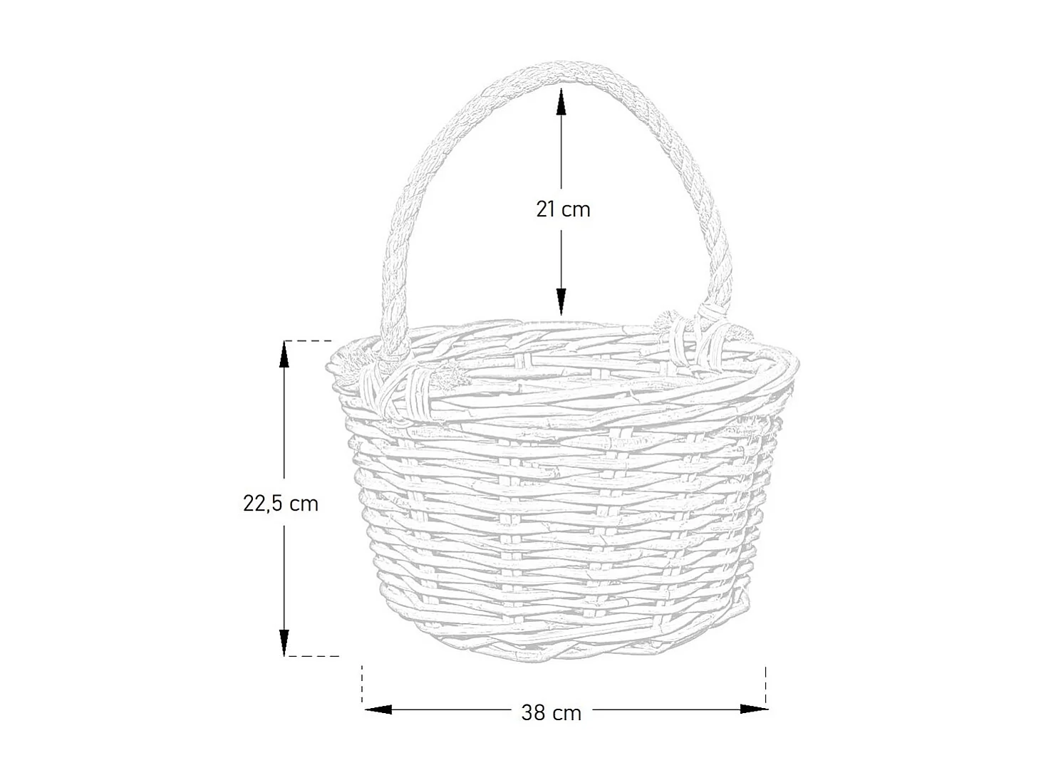 Panier en rotin Kabu avec anse en corde 38 x 22,5 cm