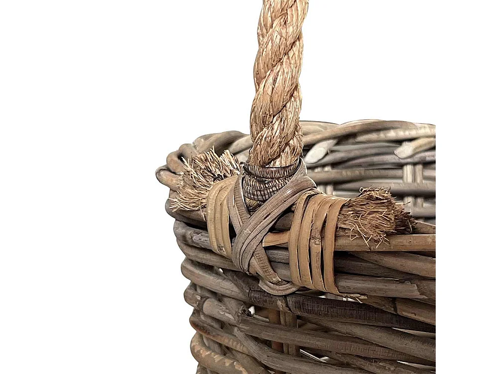 Panier en rotin Kabu avec anse en corde 38 x 22,5 cm