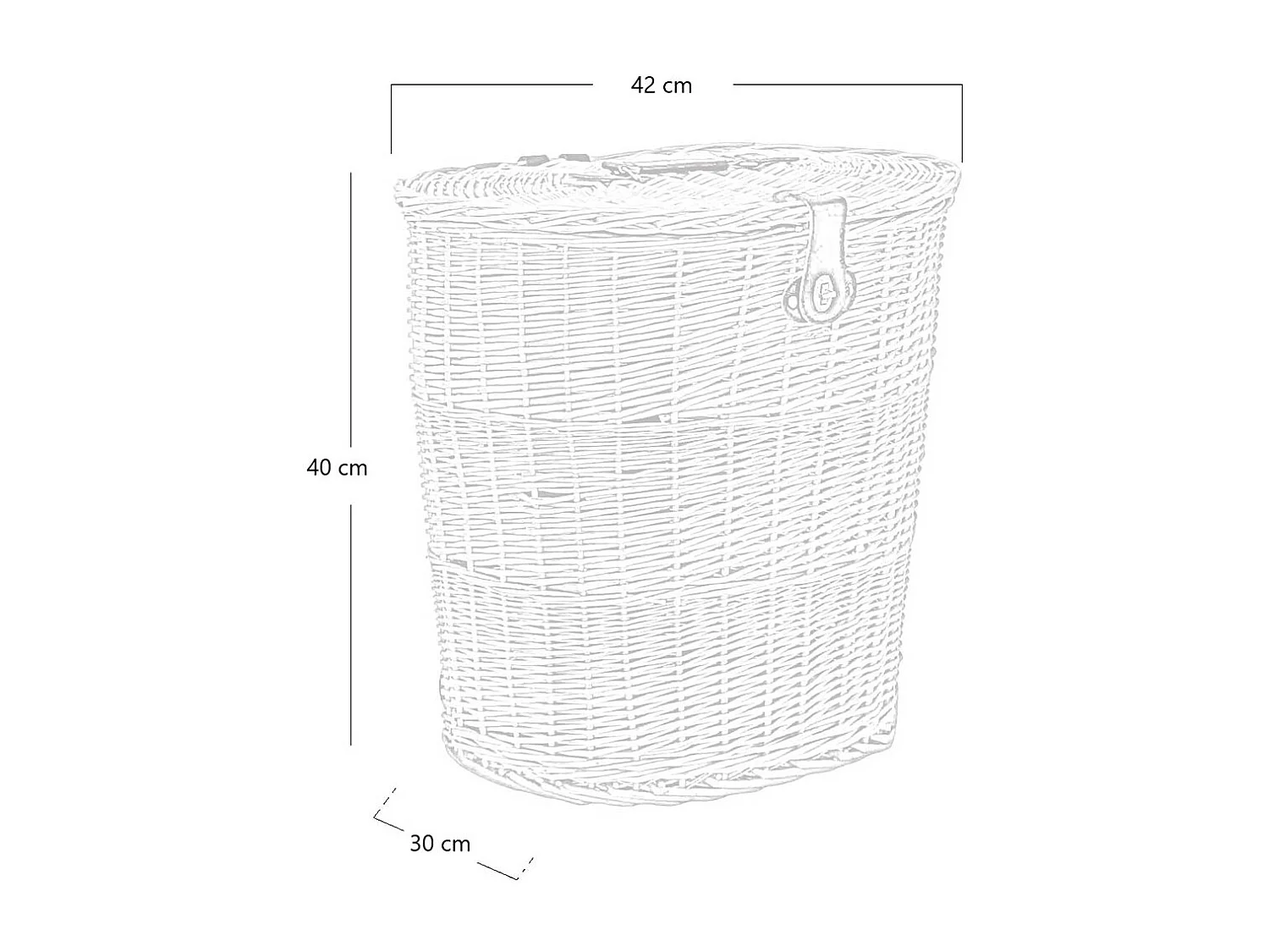 Panier en osier Gerla Lux avec couvercle et bandoulière 42 cm x 30 cm h 40