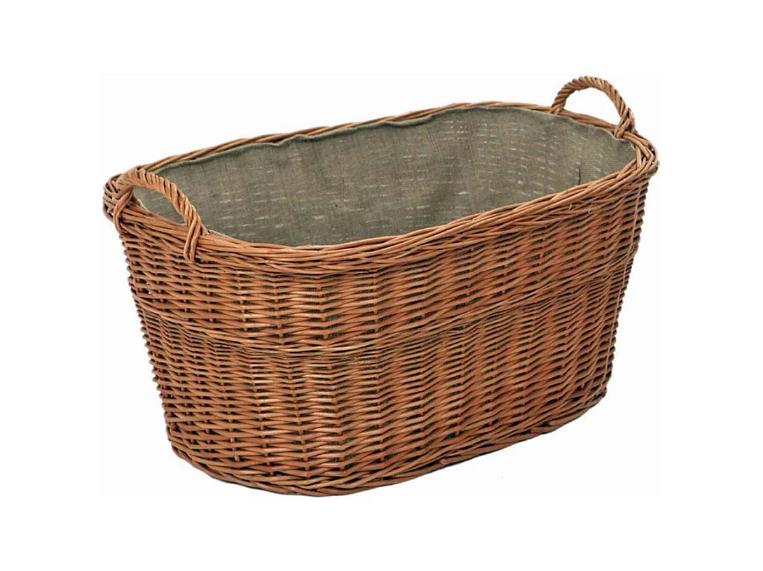 Panier à bois de chauffage en osier avec doublure intérieure en jute