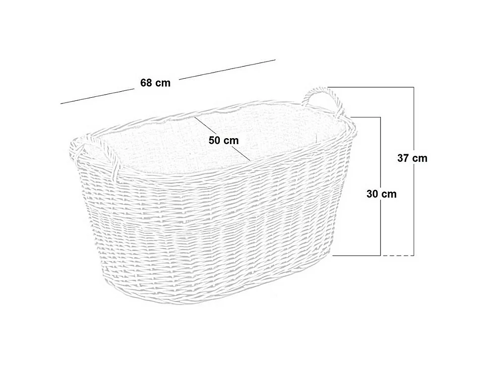 Panier à bois de chauffage en osier avec doublure intérieure en jute